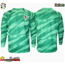 Camisa de Futebol Croácia Goleiro Equipamento Secundário Europeu 2024 Manga Comprida